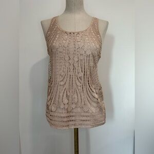 EXPRESS - Sleeveless Blush Pink Metallic Layered Lace Top Size XS